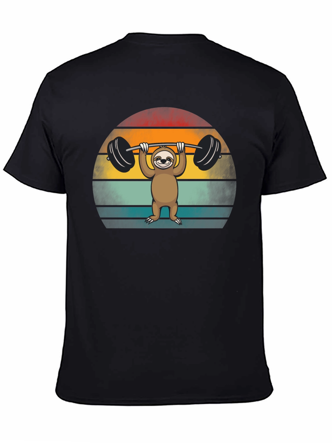 Sloth Lifting Weights Graphic Tee - Retro Style