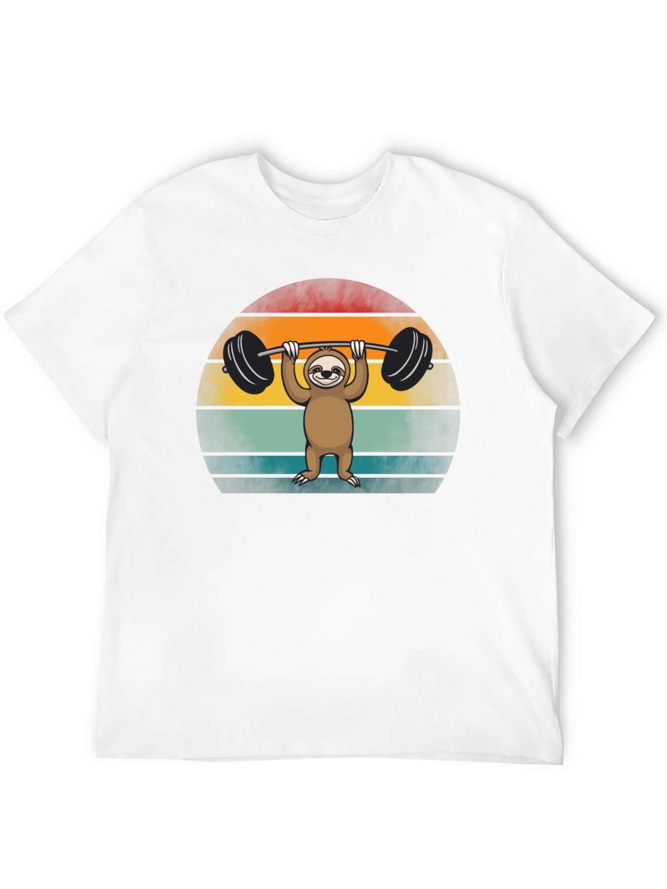 Sloth Lifting Weights Graphic Tee - Retro Style