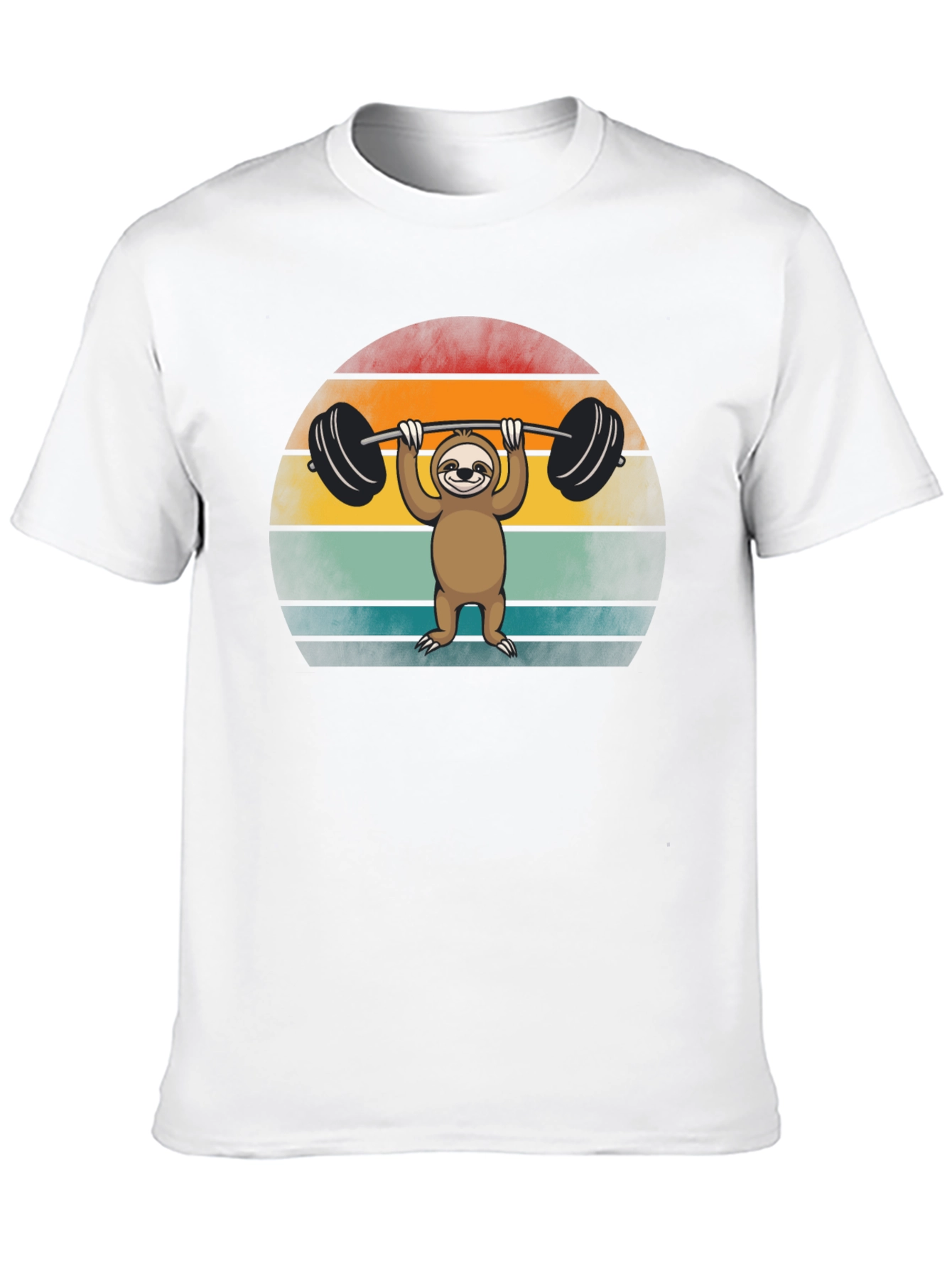 Sloth Lifting Weights Graphic Tee - Retro Style