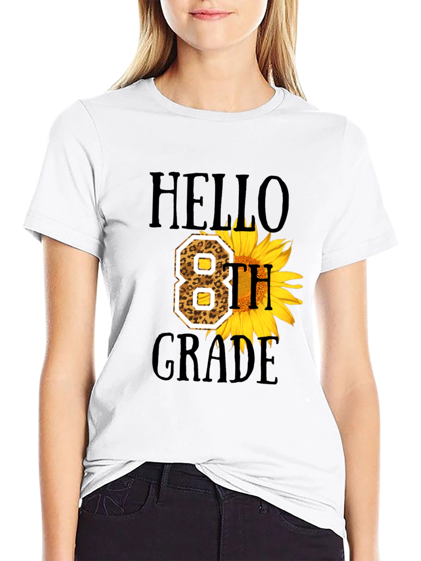 Hello 8th Grade Sunflower Graphic Tee