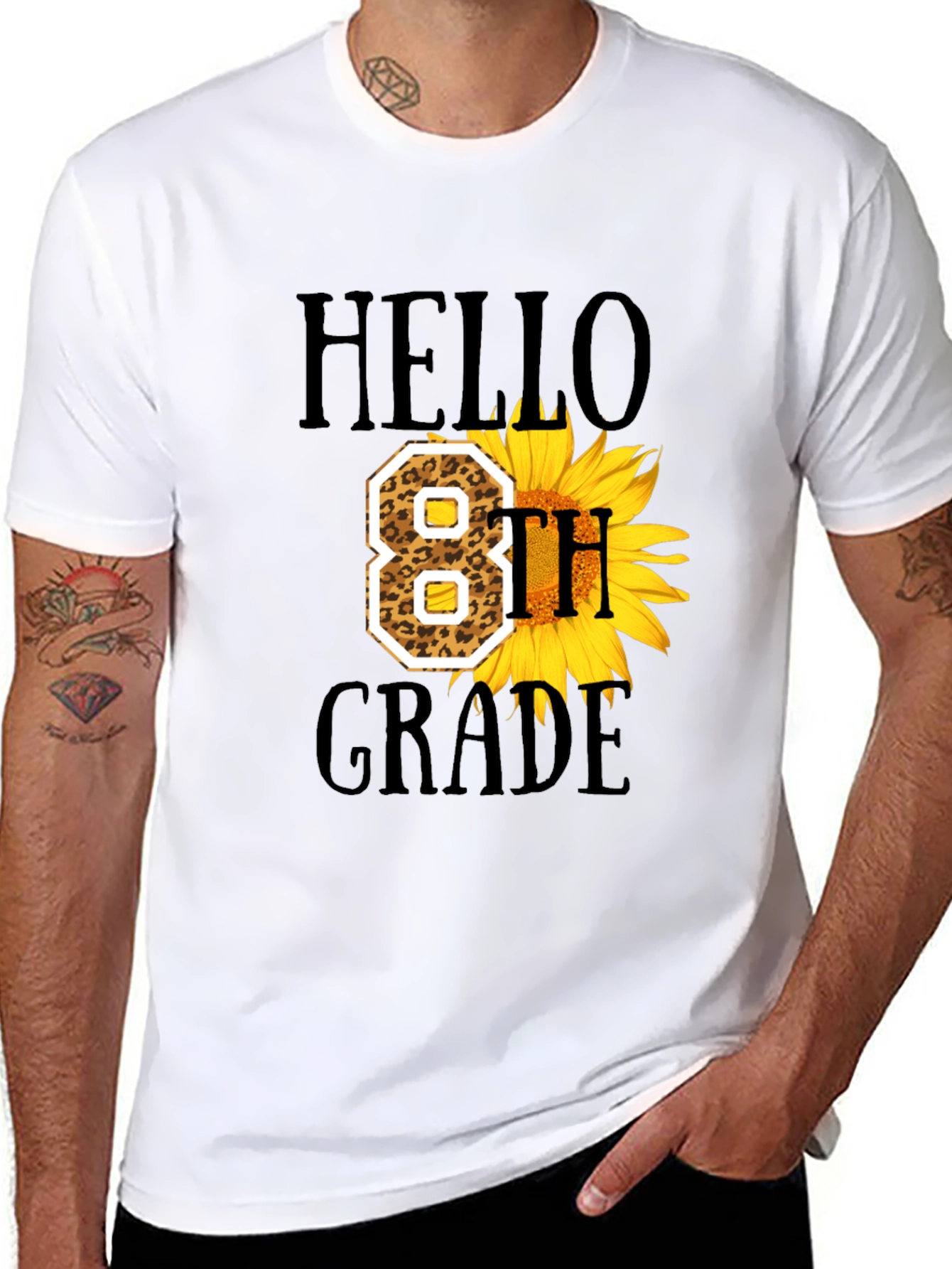 Hello 8th Grade Sunflower Graphic Tee