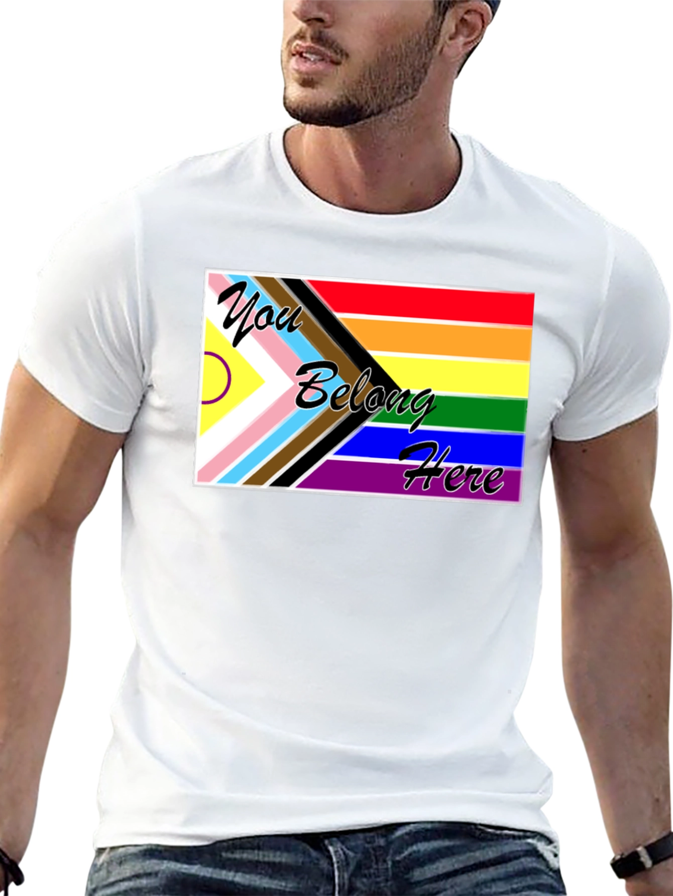 Inclusive Pride Flag Tee: You Belong Here
