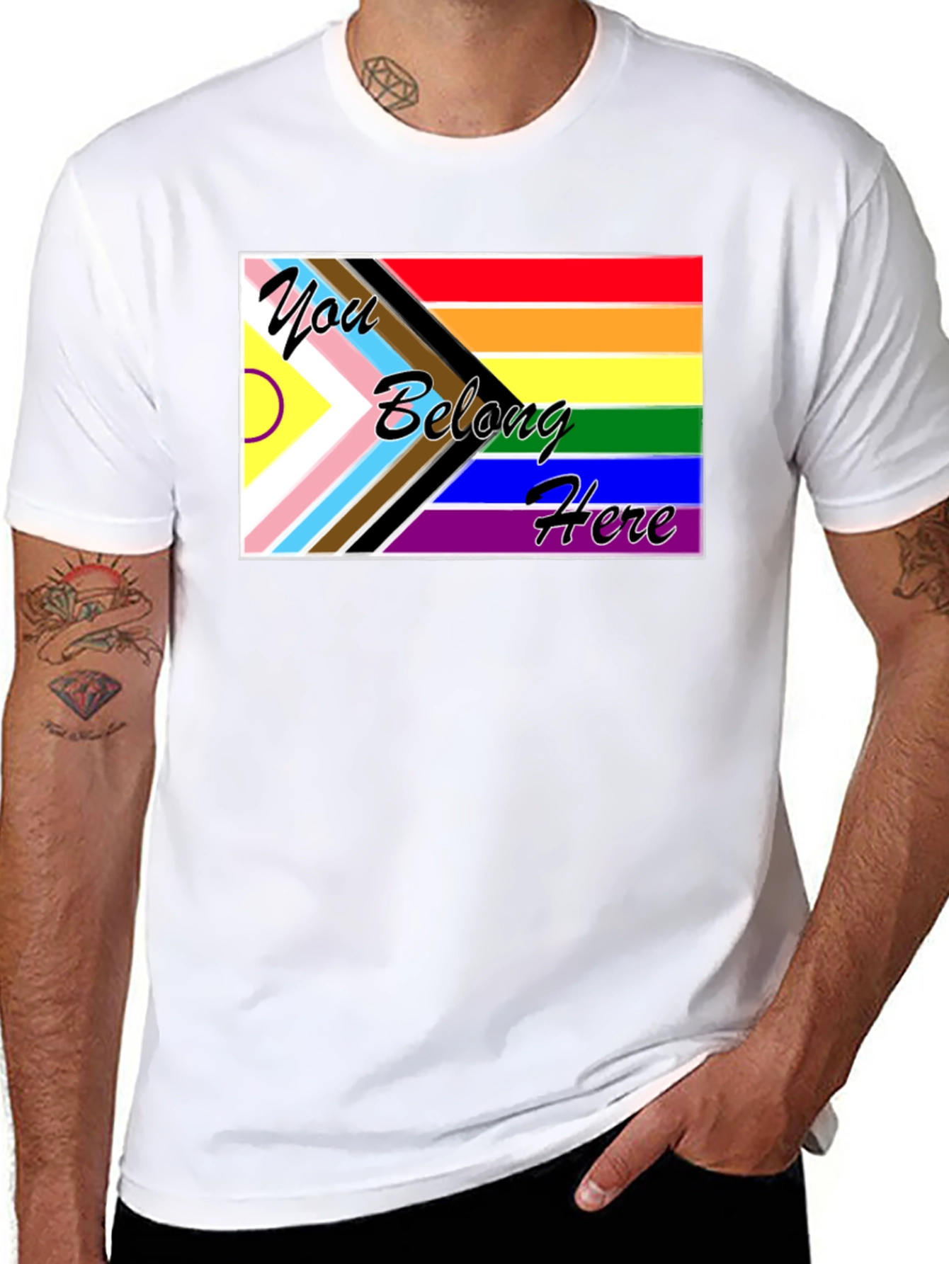 Inclusive Pride Flag Tee: You Belong Here