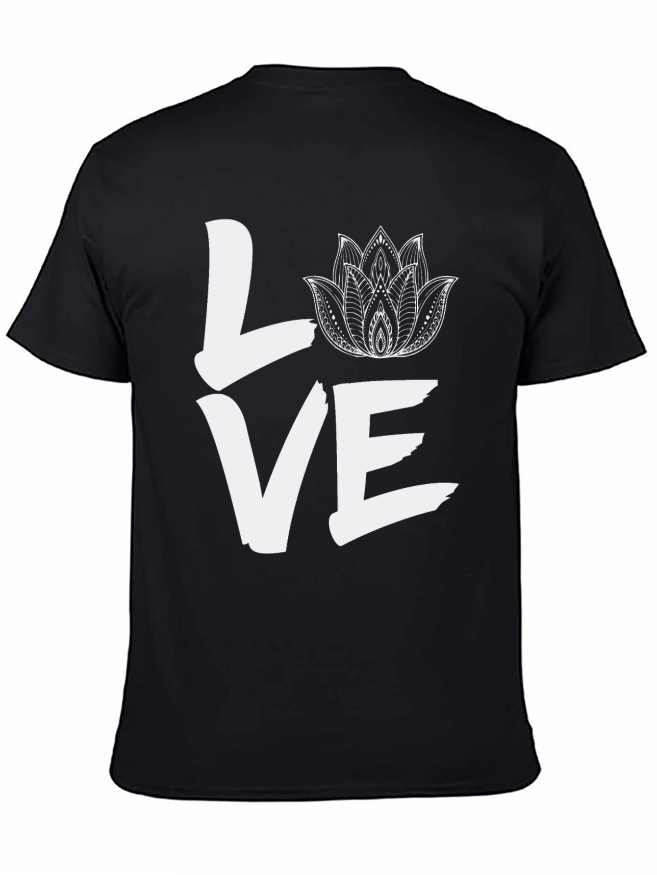 LOVE Lotus Flower Graphic Tee - Black