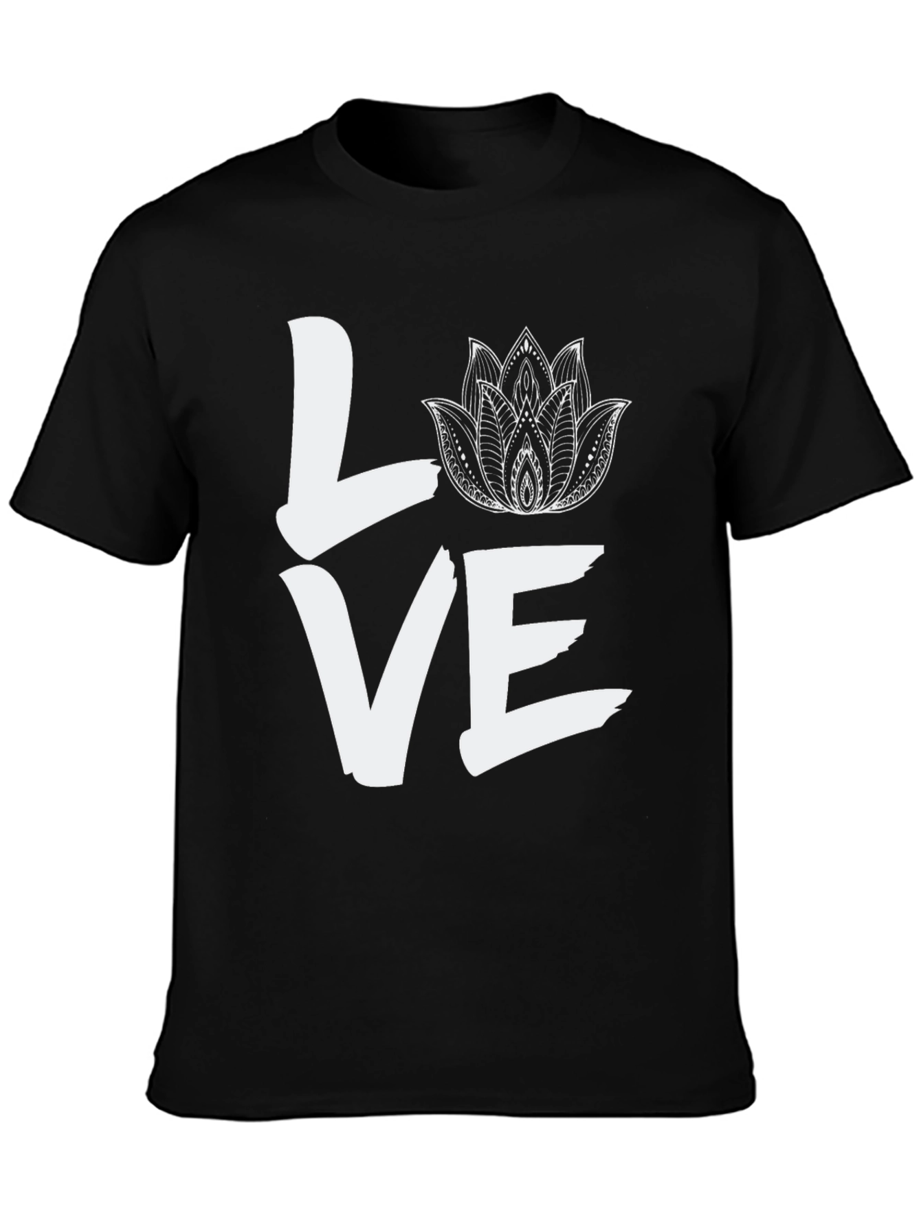 LOVE Lotus Flower Graphic Tee - Black