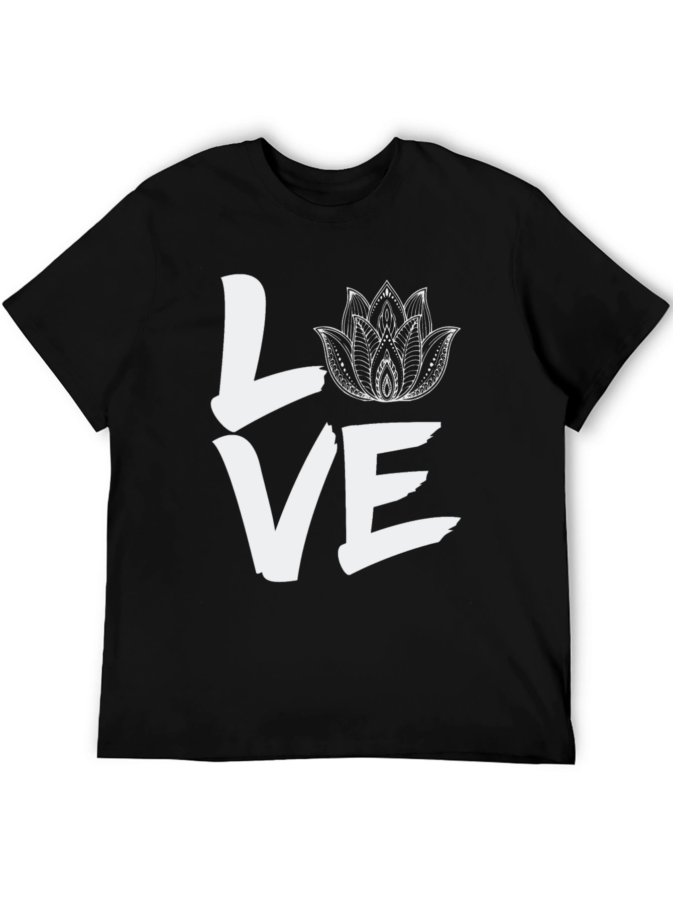 LOVE Lotus Flower Graphic Tee - Black