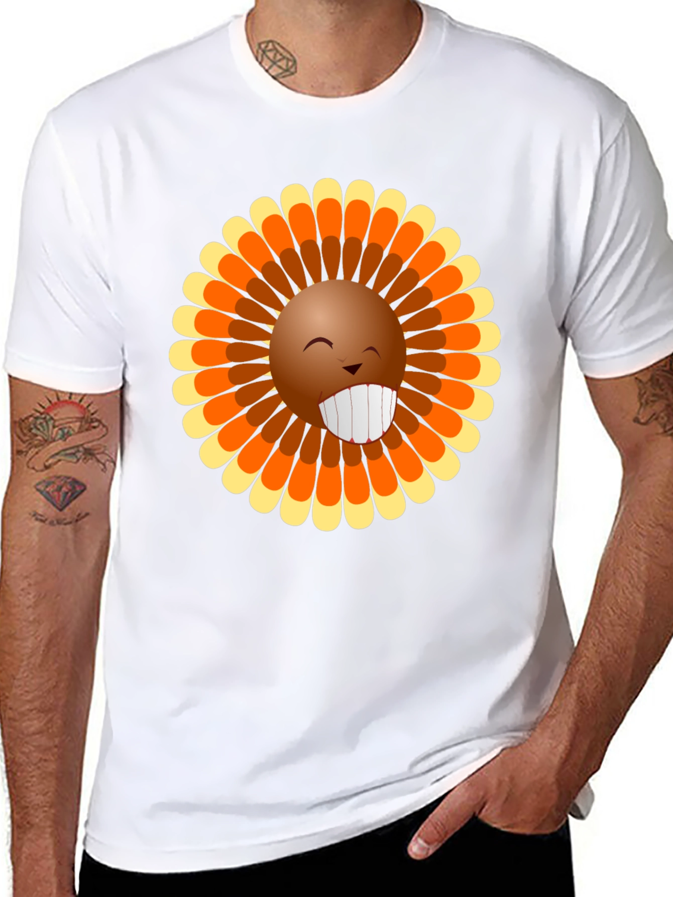 Fun Thanksgiving Turkey Face Graphic Tee