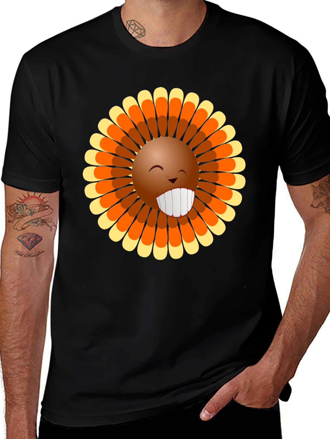 Fun Thanksgiving Turkey Face Graphic Tee