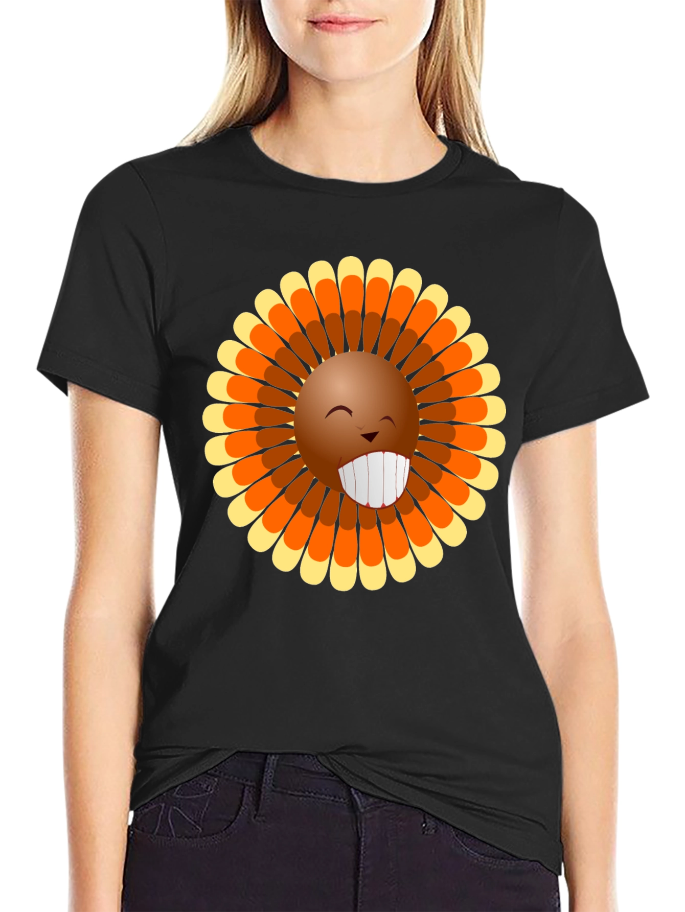 Fun Thanksgiving Turkey Face Graphic Tee