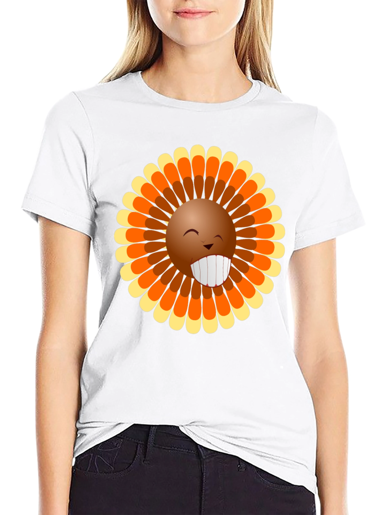 Fun Thanksgiving Turkey Face Graphic Tee