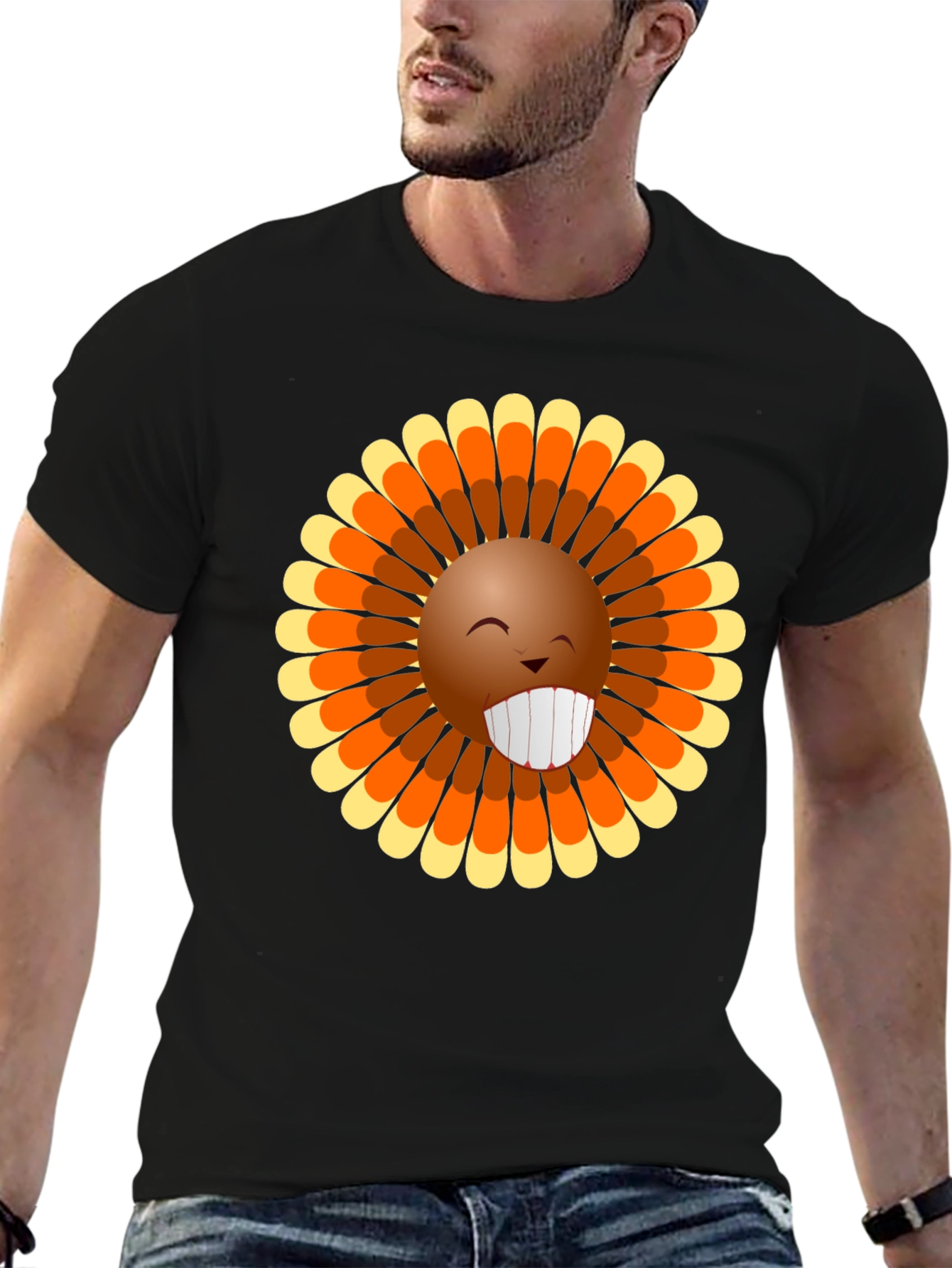 Fun Thanksgiving Turkey Face Graphic Tee