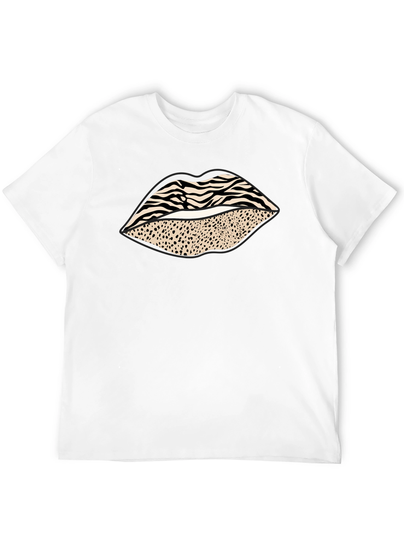Animal Print Lips Graphic Tee - Stylish Casual Wear