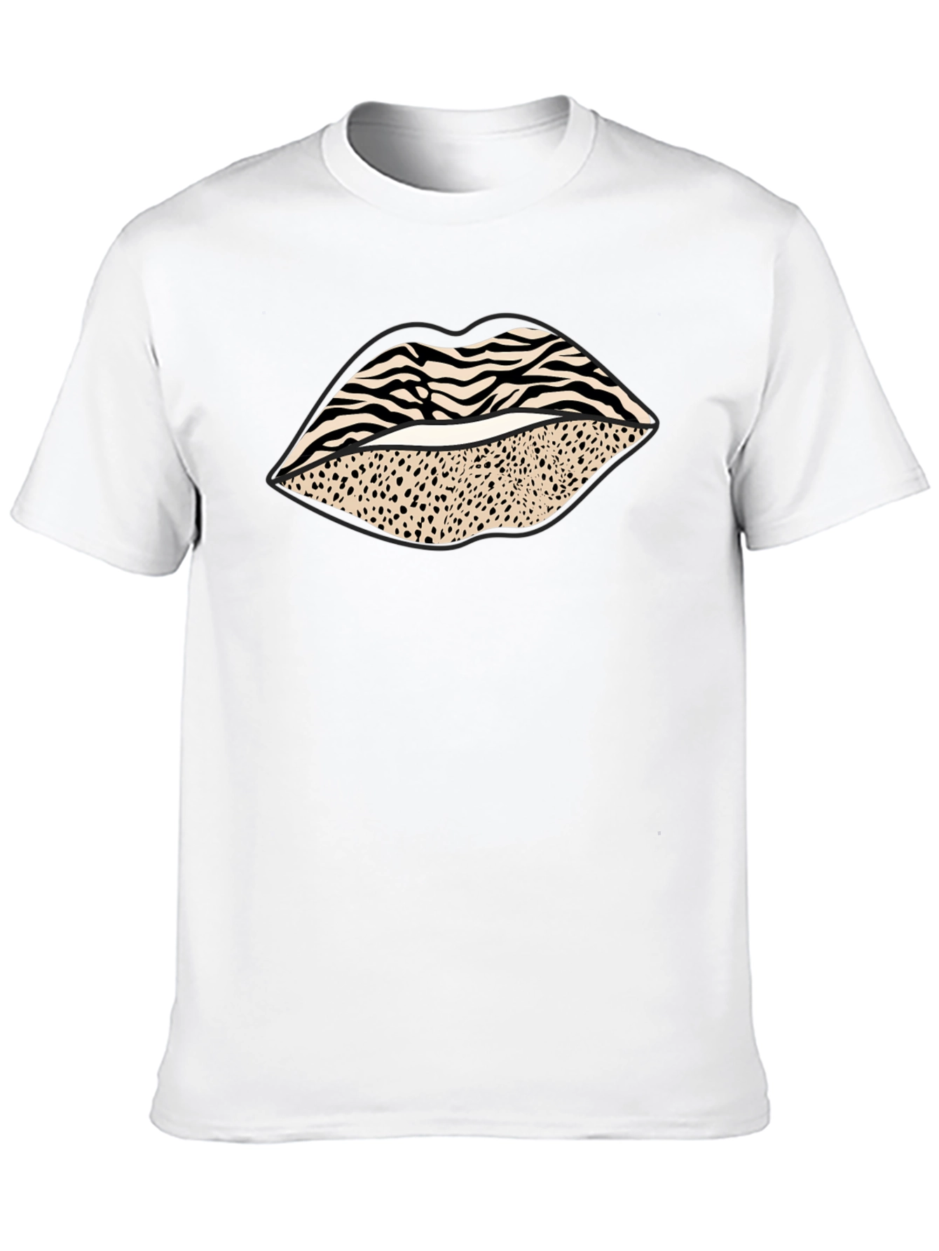 Animal Print Lips Graphic Tee - Stylish Casual Wear