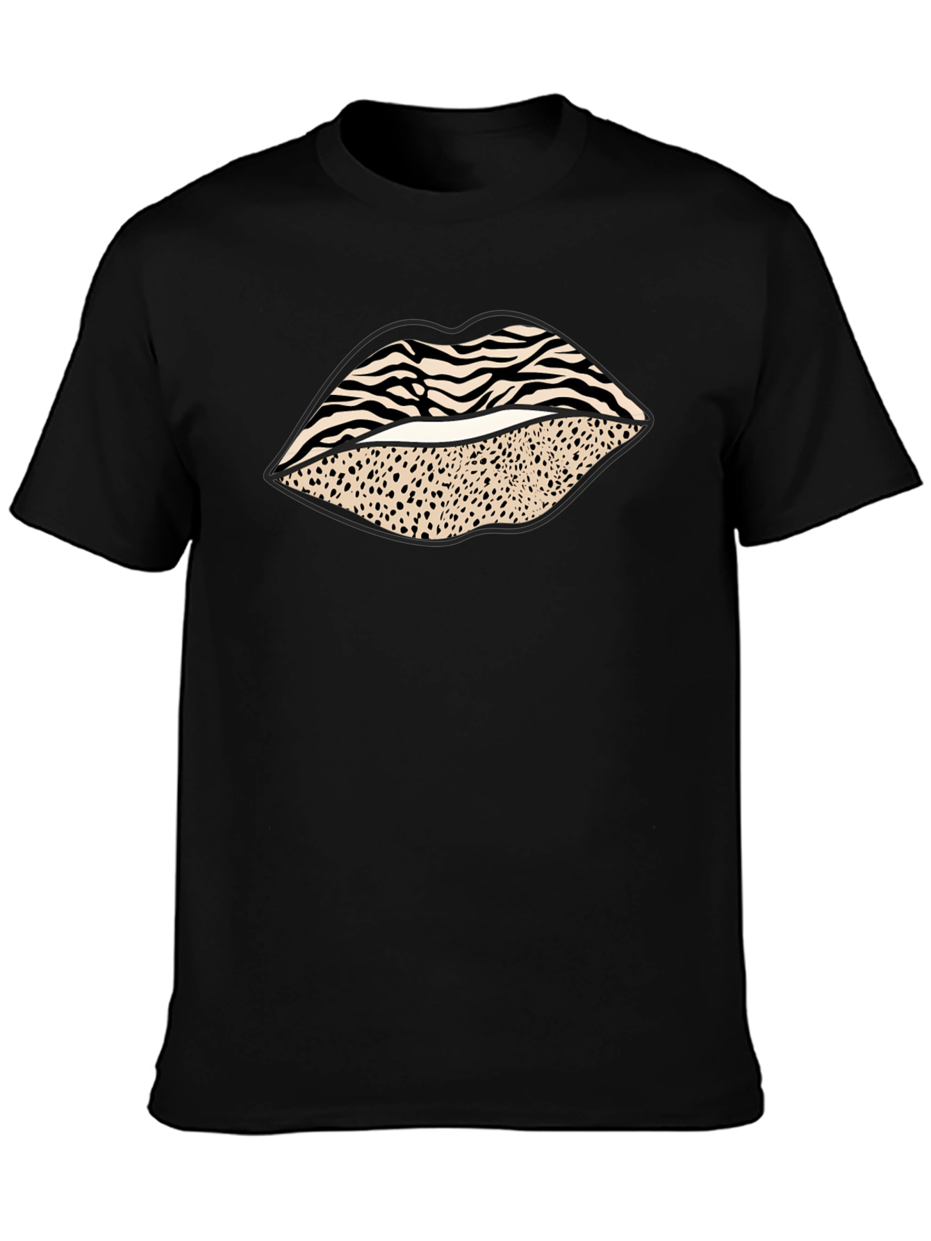 Animal Print Lips Graphic Tee - Stylish Casual Wear