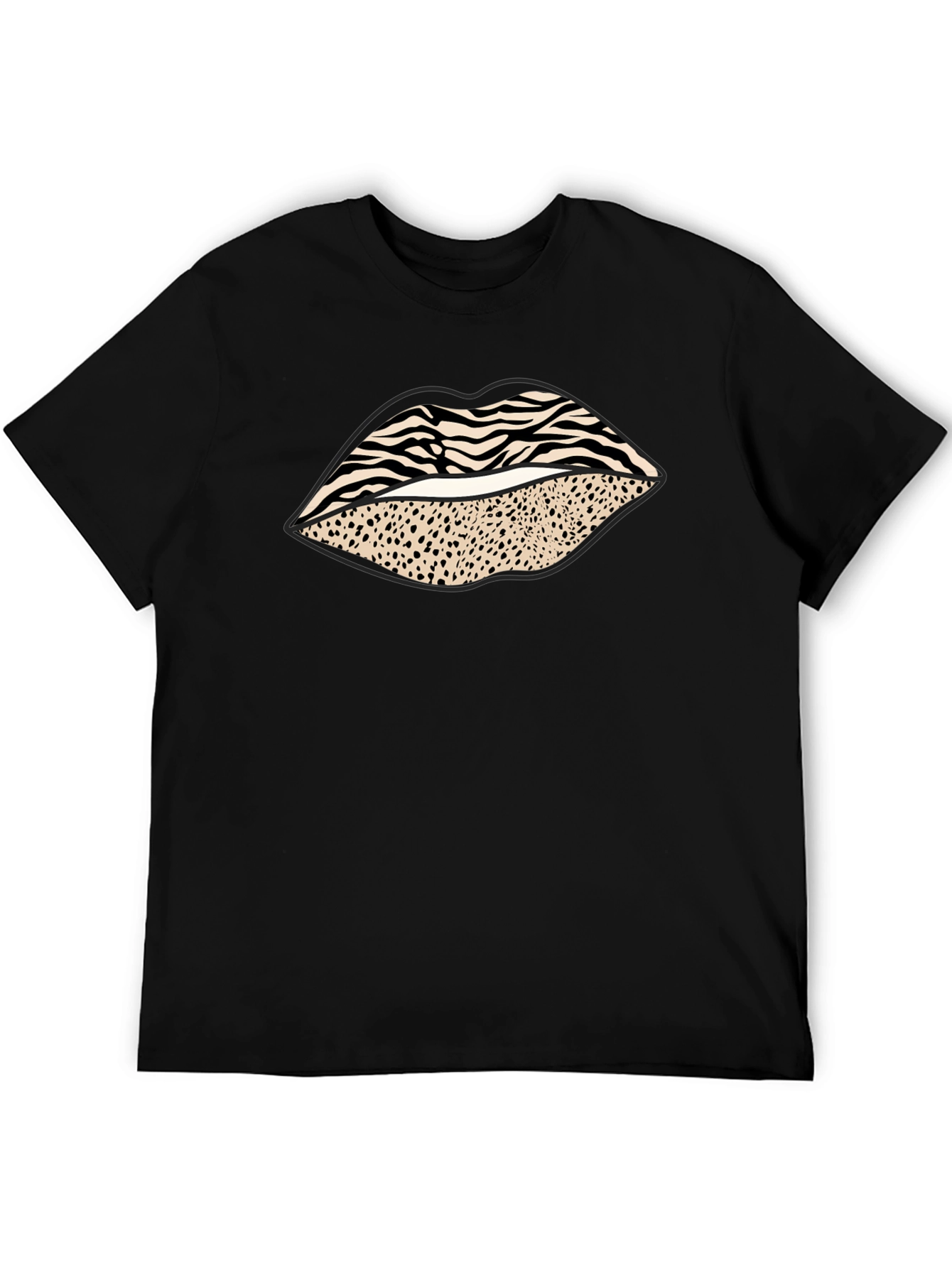 Animal Print Lips Graphic Tee - Stylish Casual Wear