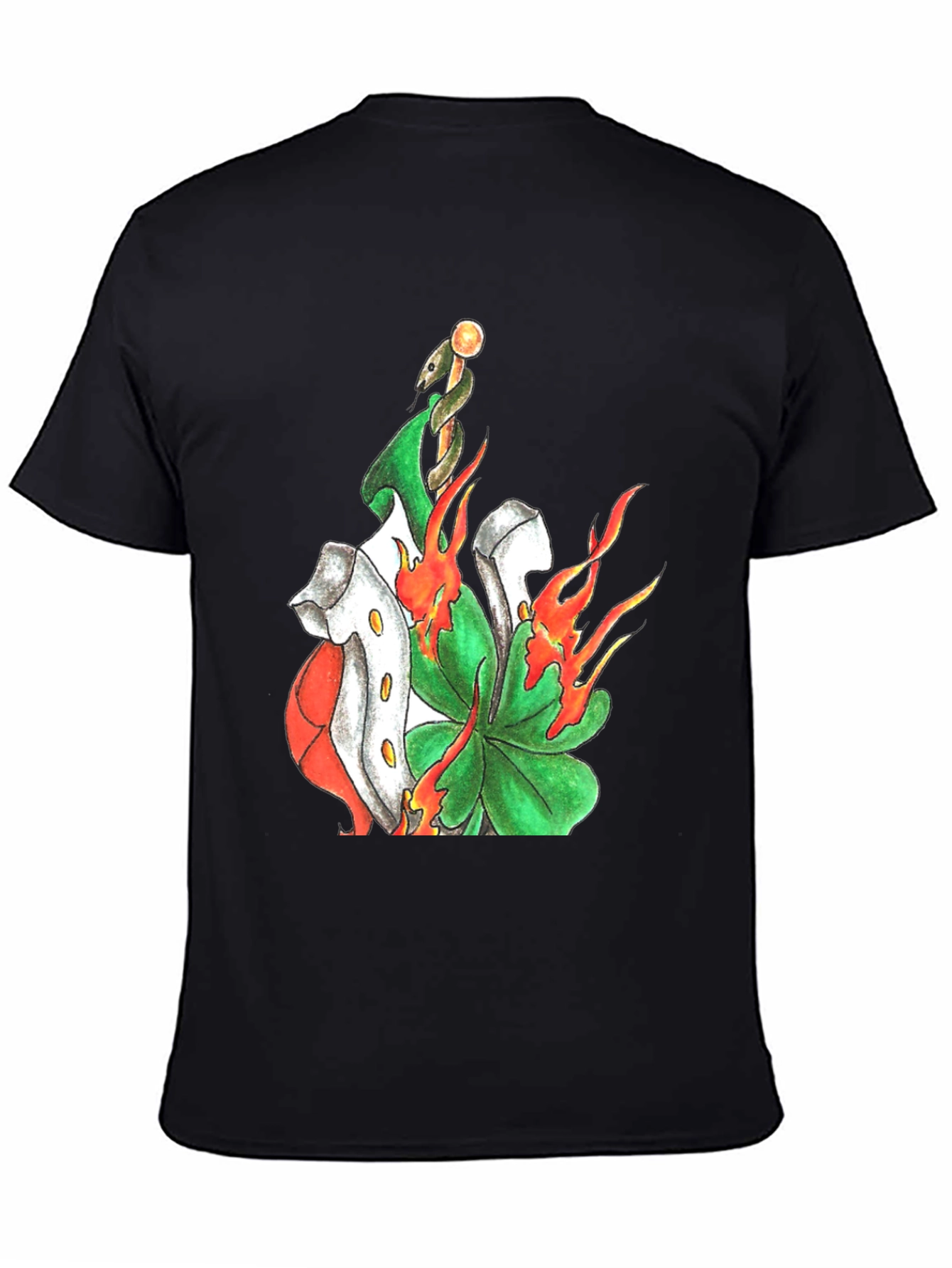 Lucky Clover T-Shirt: Shamrock Snake on Fire
