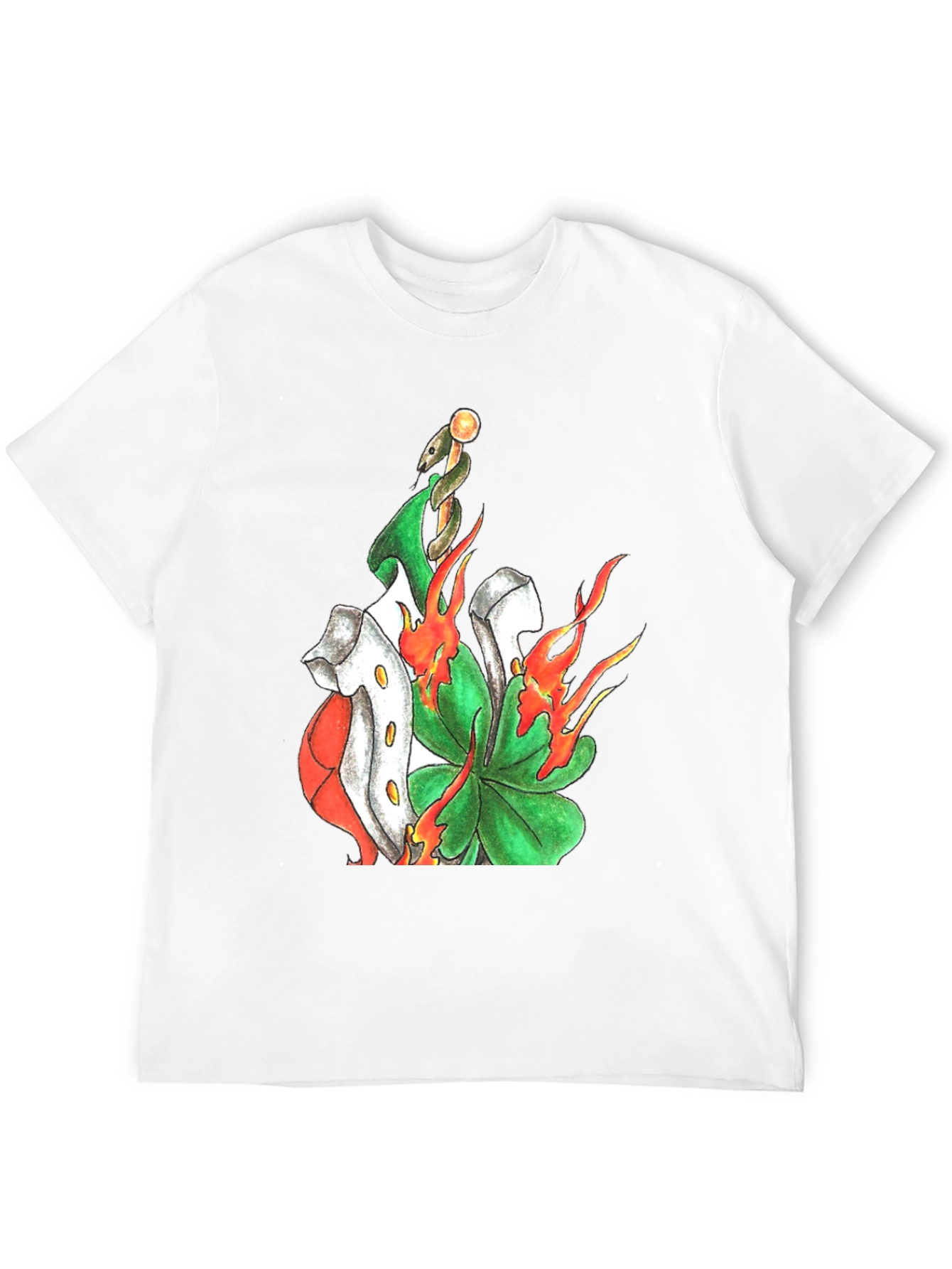 Lucky Clover T-Shirt: Shamrock Snake on Fire