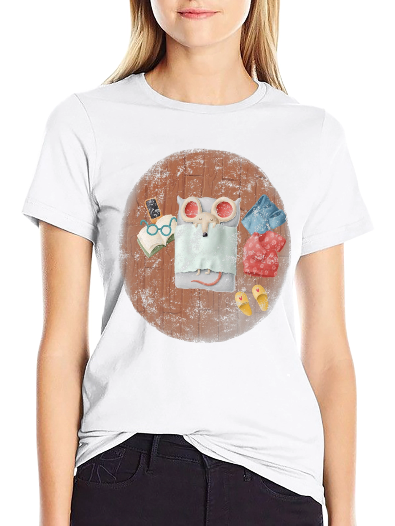 Lazy Mouse Bedtime Black T-Shirt