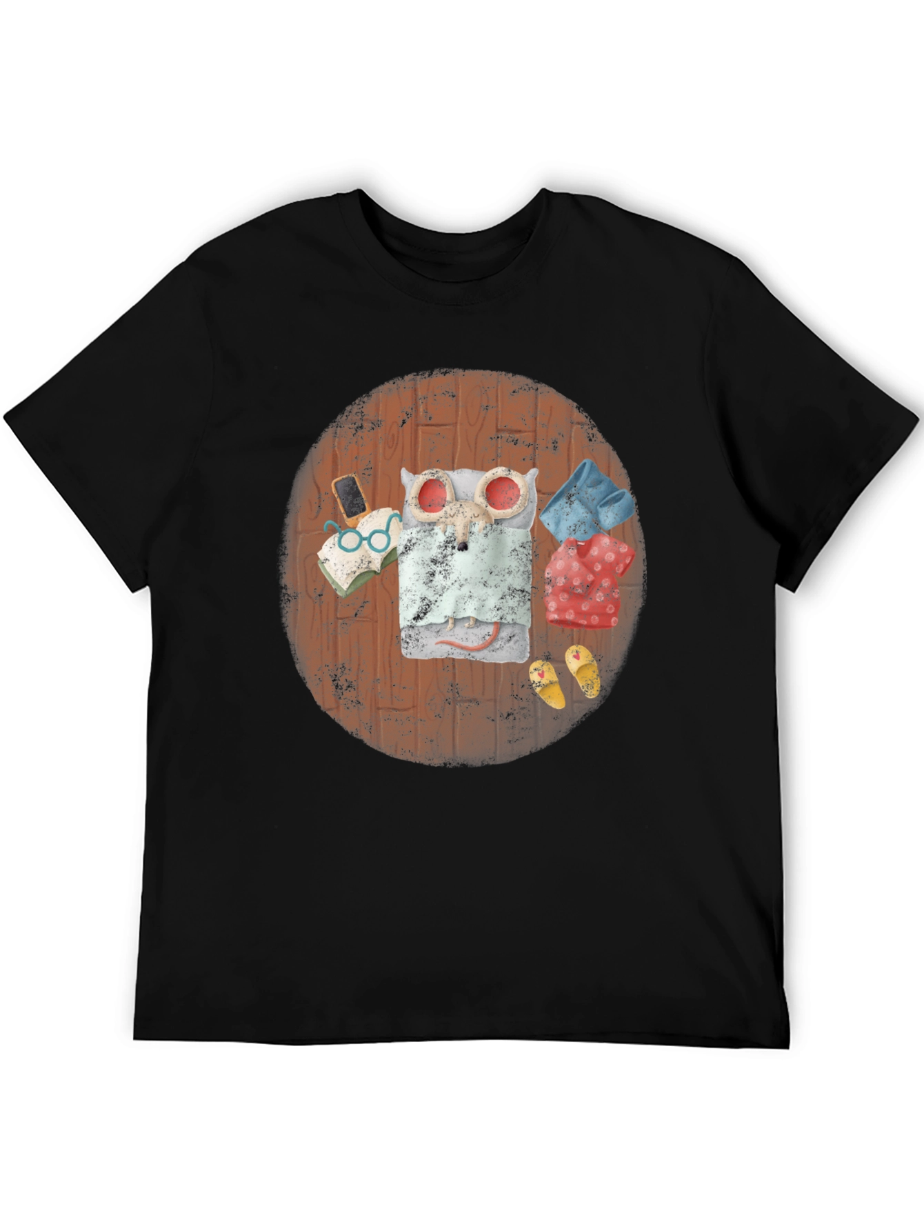 Lazy Mouse Bedtime Black T-Shirt