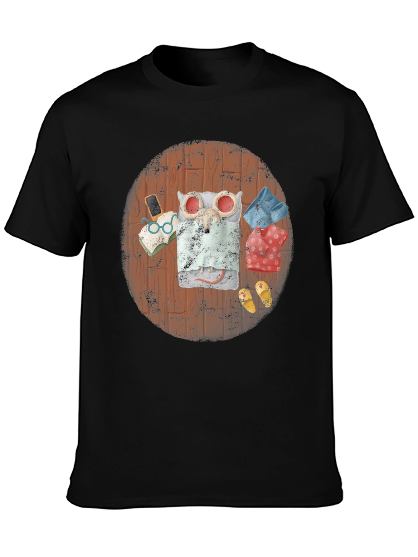 Lazy Mouse Bedtime Black T-Shirt