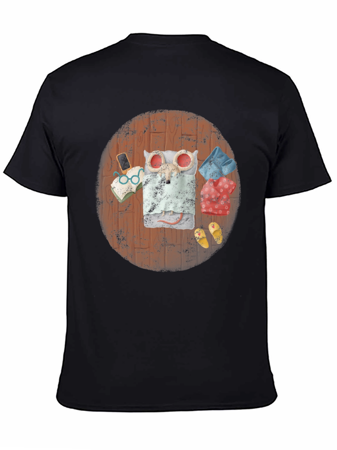 Lazy Mouse Bedtime Black T-Shirt