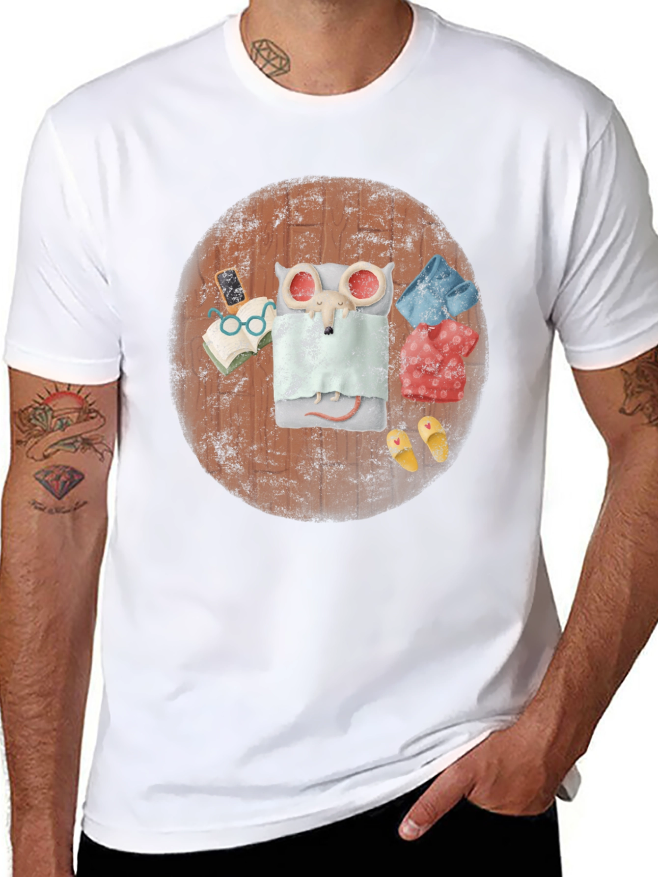 Lazy Mouse Bedtime Black T-Shirt