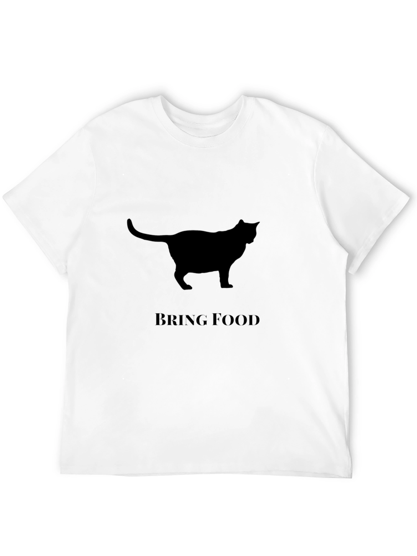 Cat Silhouette Bring Food Graphic T-Shirt