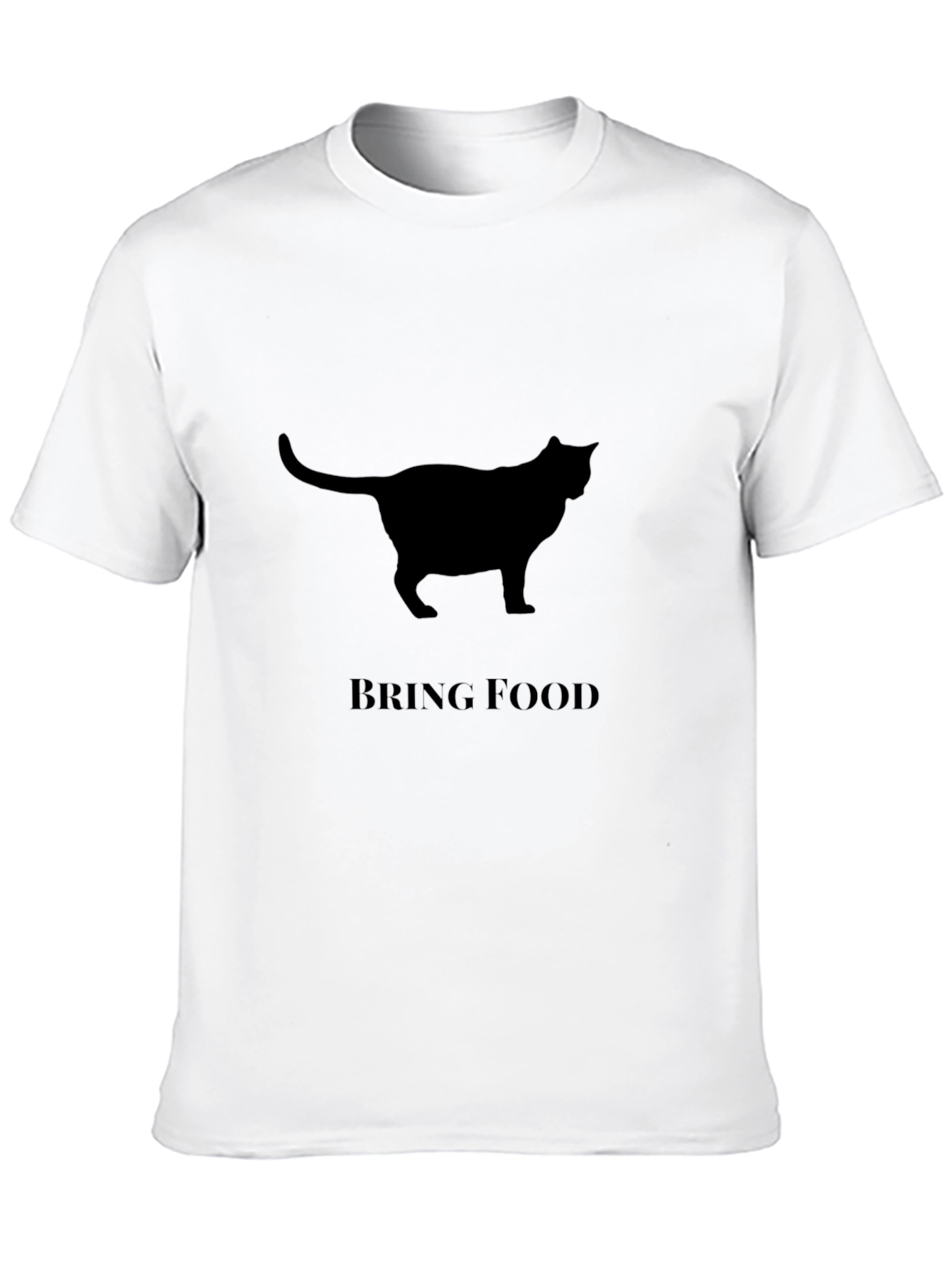 Cat Silhouette Bring Food Graphic T-Shirt