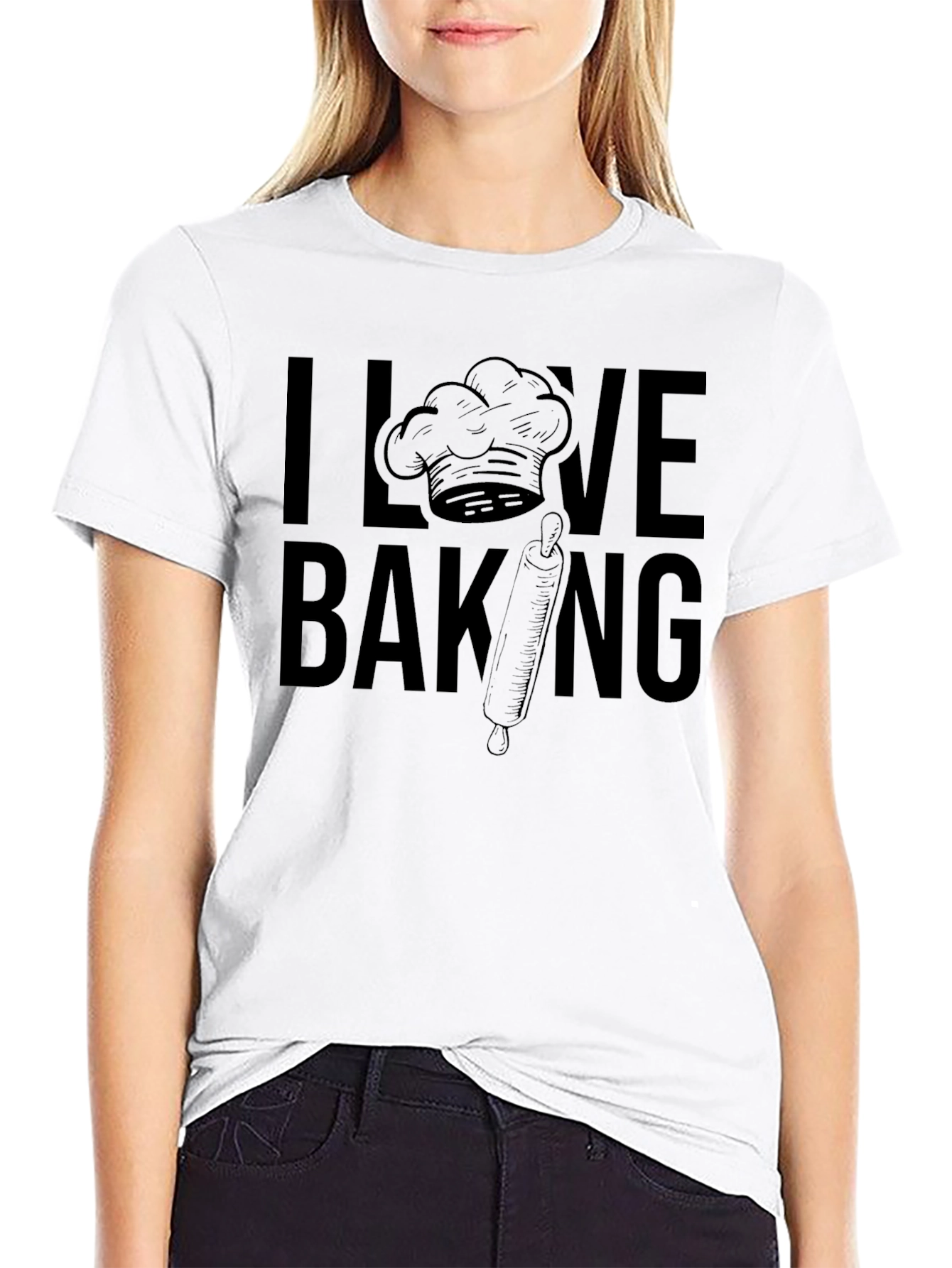 I Love Baking Graphic T-Shirt - Black