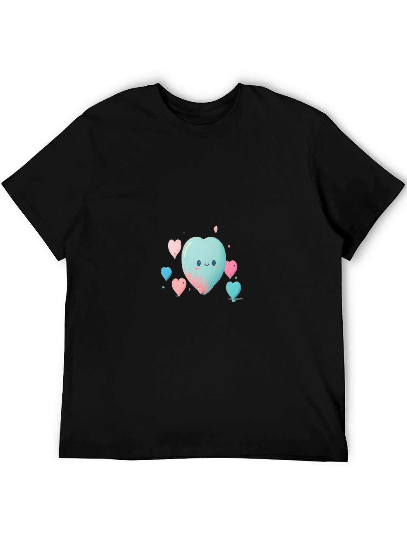 Cute Heart Print Black T-Shirt