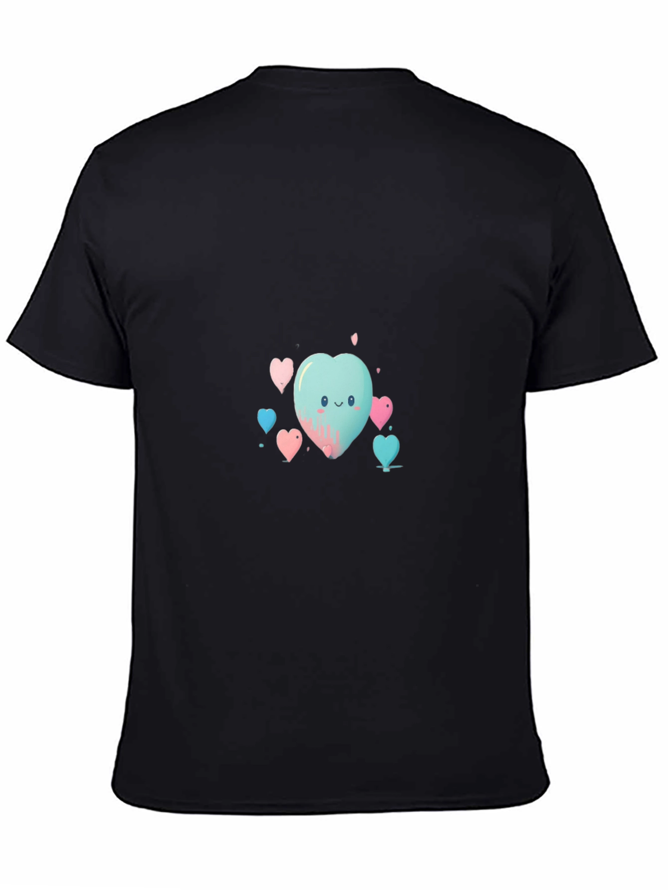 Cute Heart Print Black T-Shirt