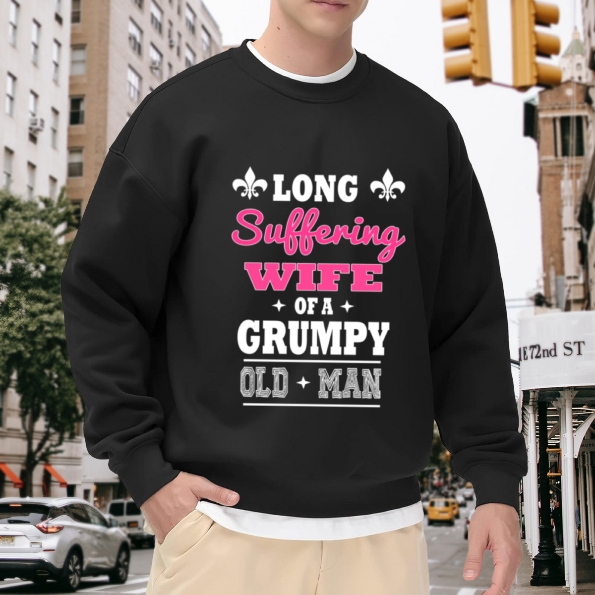 LONG Suffering WIFE OF A GRUMPY OLD MAN - Funny Marriage Graphic ԲÁìÎÀÒÂ | Unisex Pullover Sweatshirt