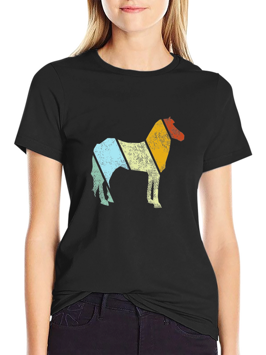 Retro Horse Graphic Tee - Comfort Fit Black T-Shirt