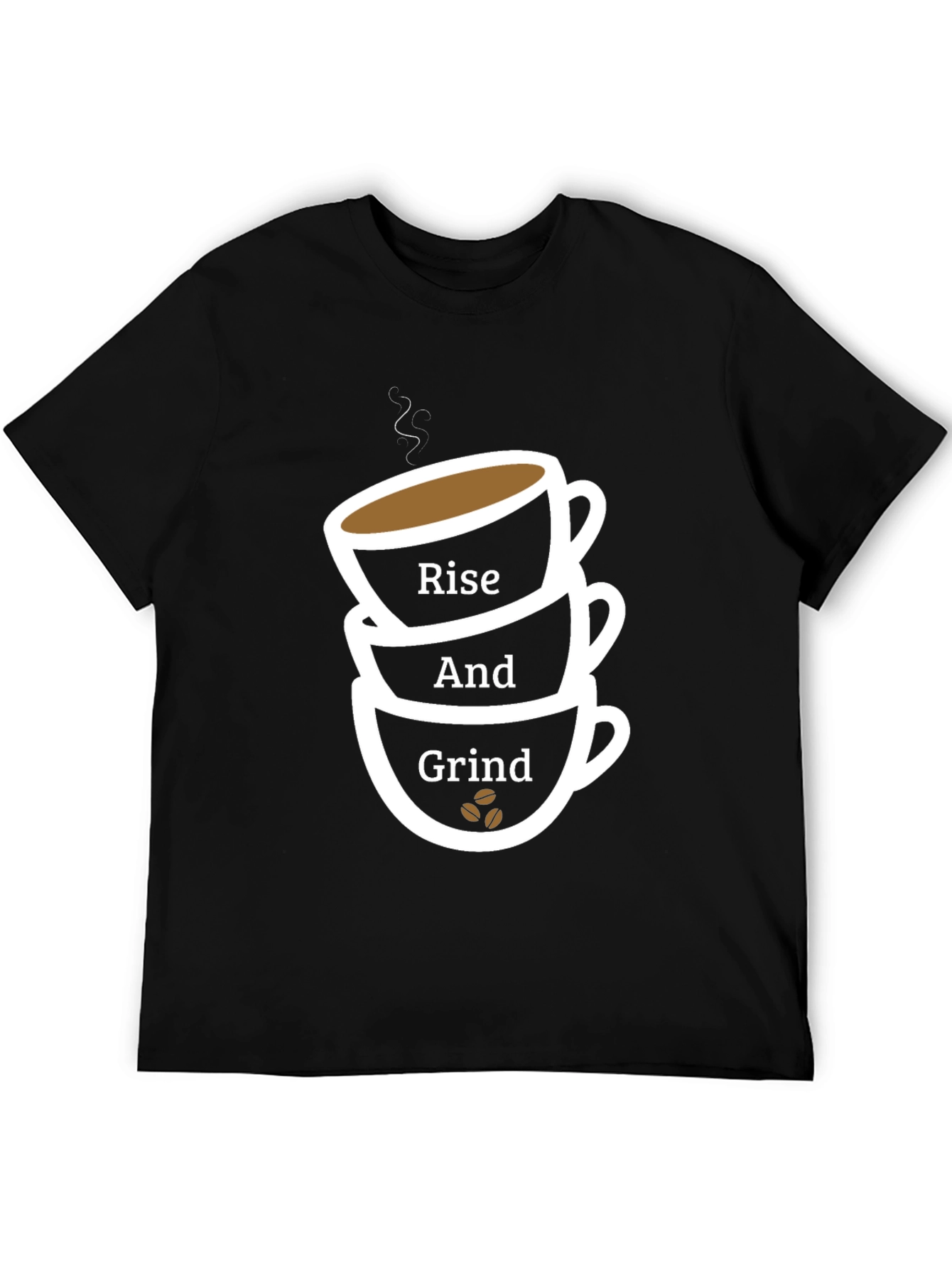 Rise and Grind Coffee Cup T-Shirt - Black