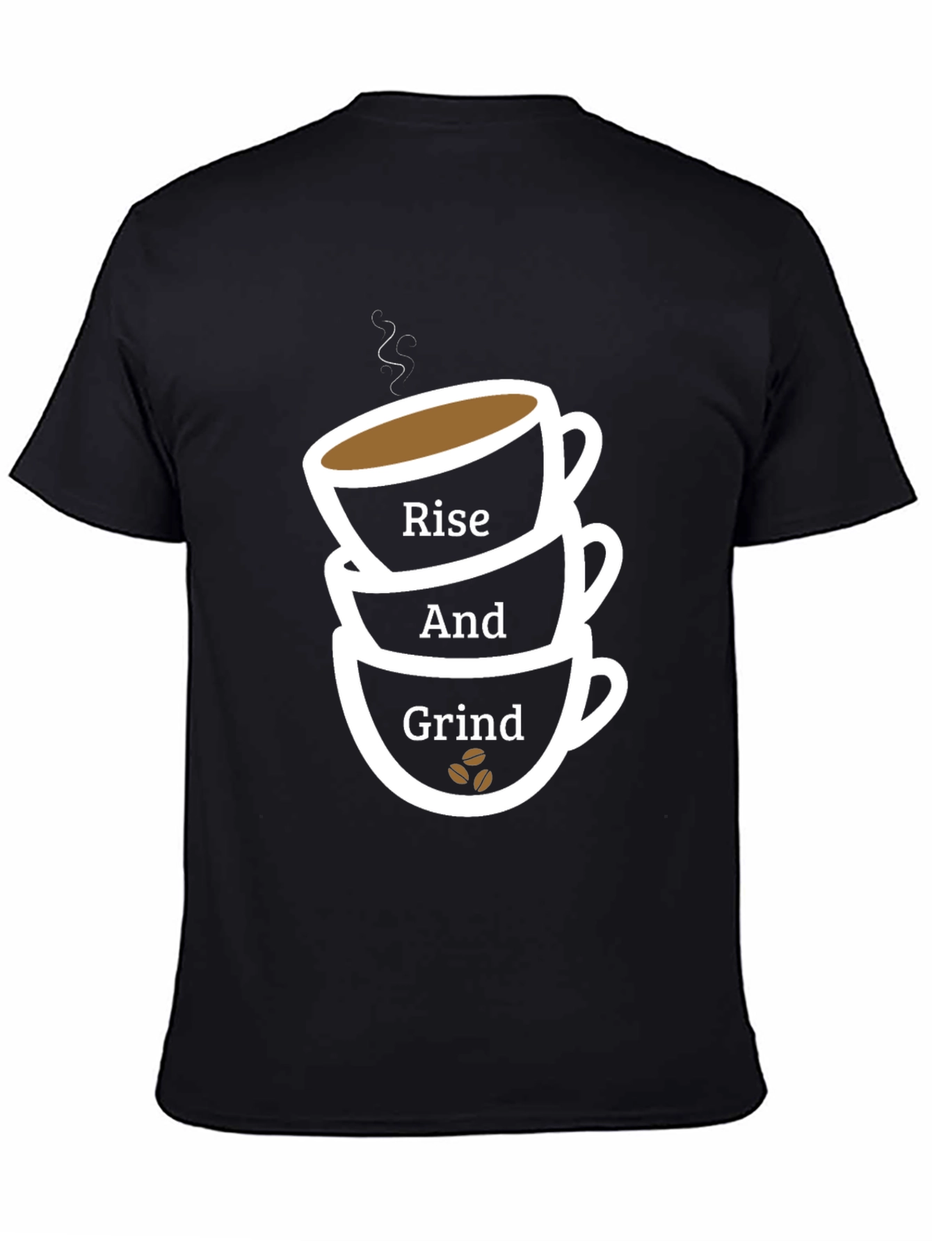 Rise and Grind Coffee Cup T-Shirt - Black