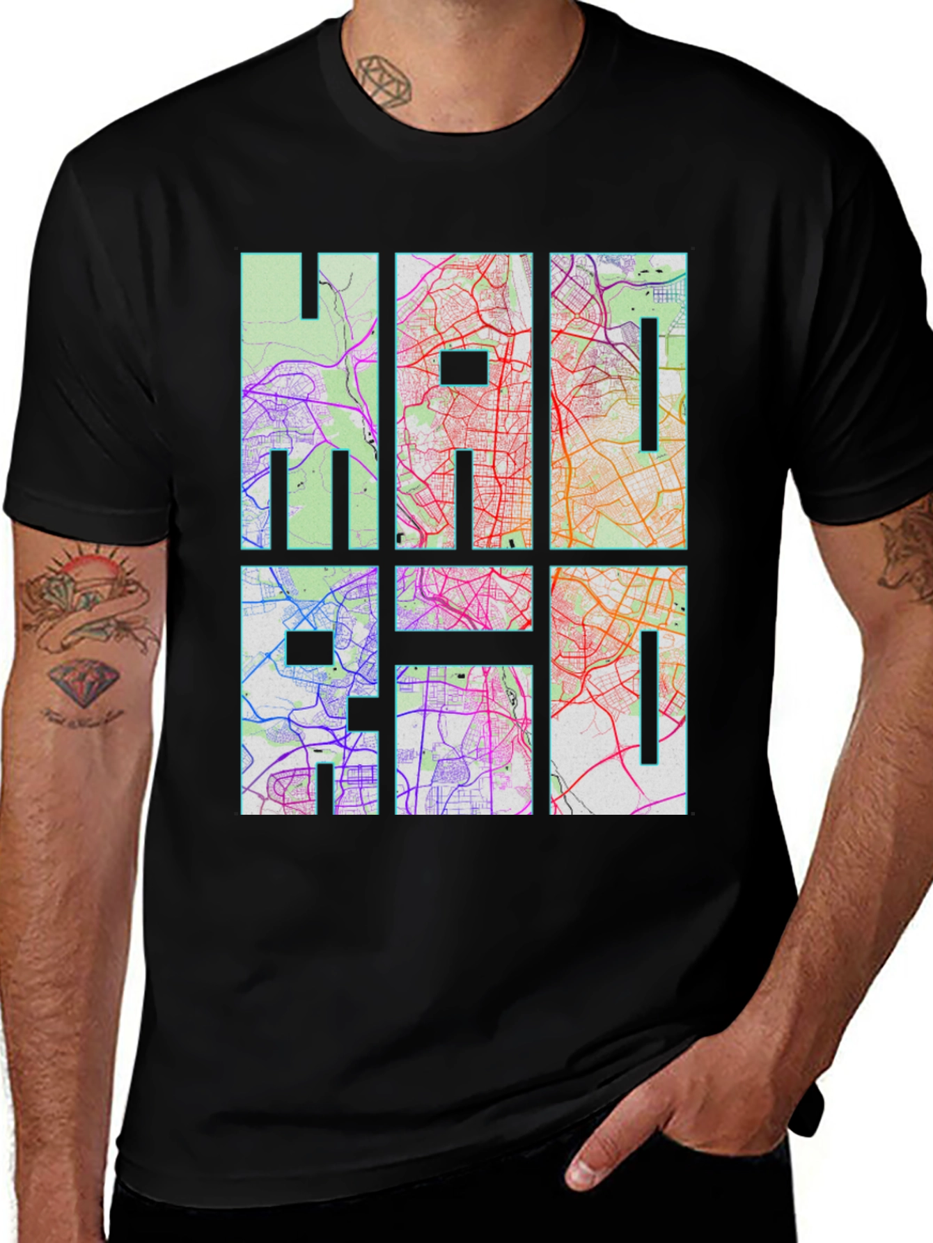 HAI Graphic Map Print Black T-Shirt