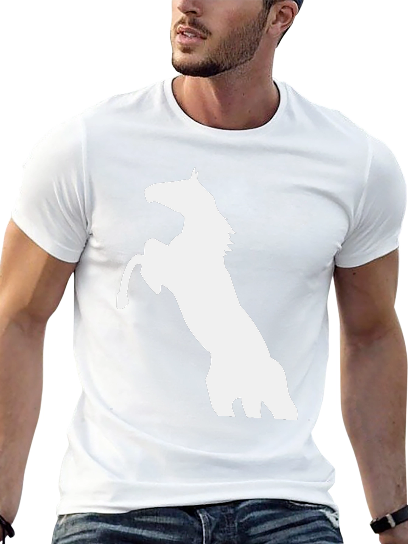 Black Horse Graphic Tee - Mens Casual T-Shirt