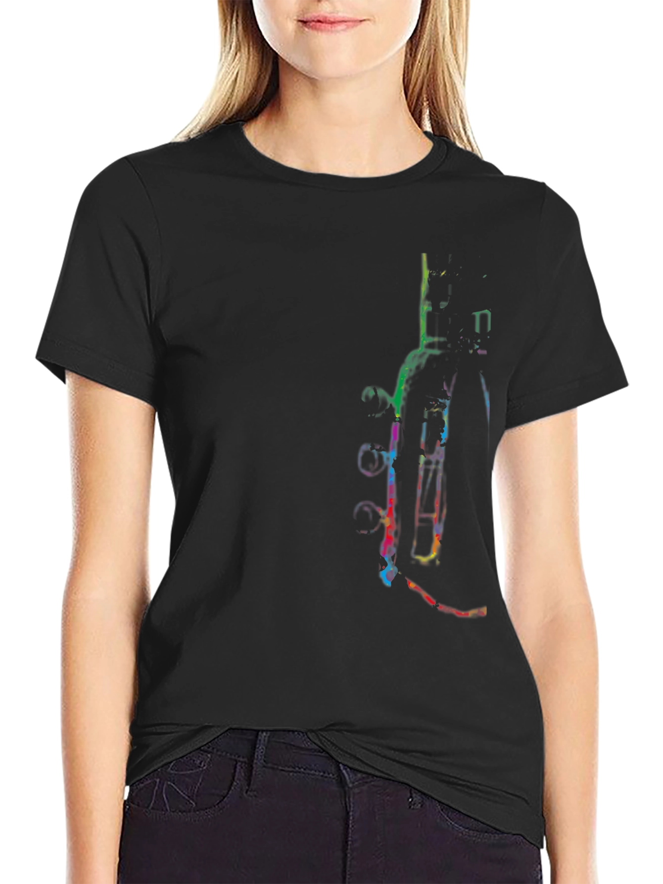 Abstract Guitar Graphic Black T-Shirt