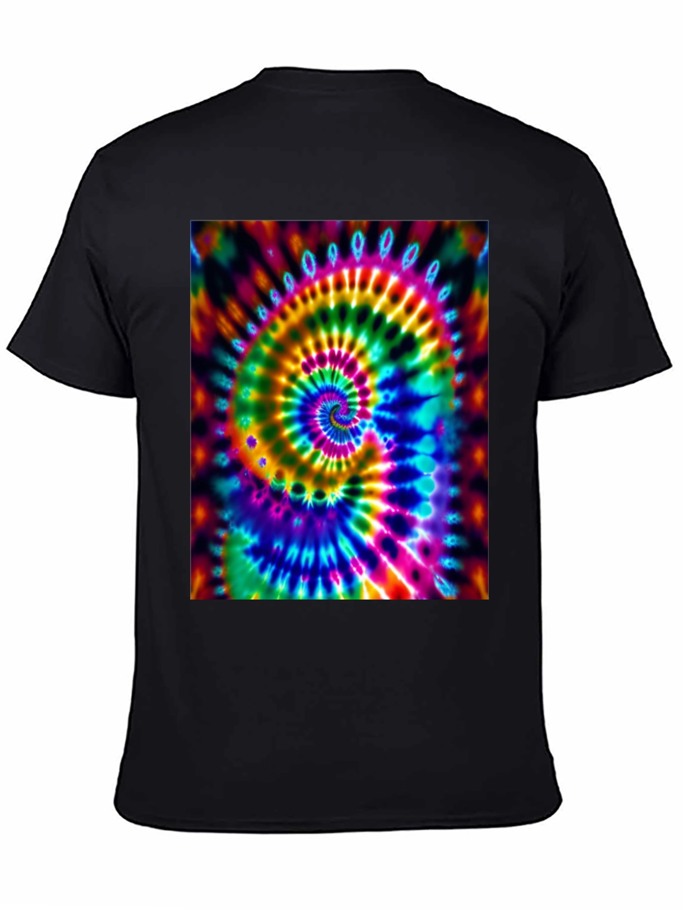 Psychedelic Tie-Dye Spiral Black T-Shirt