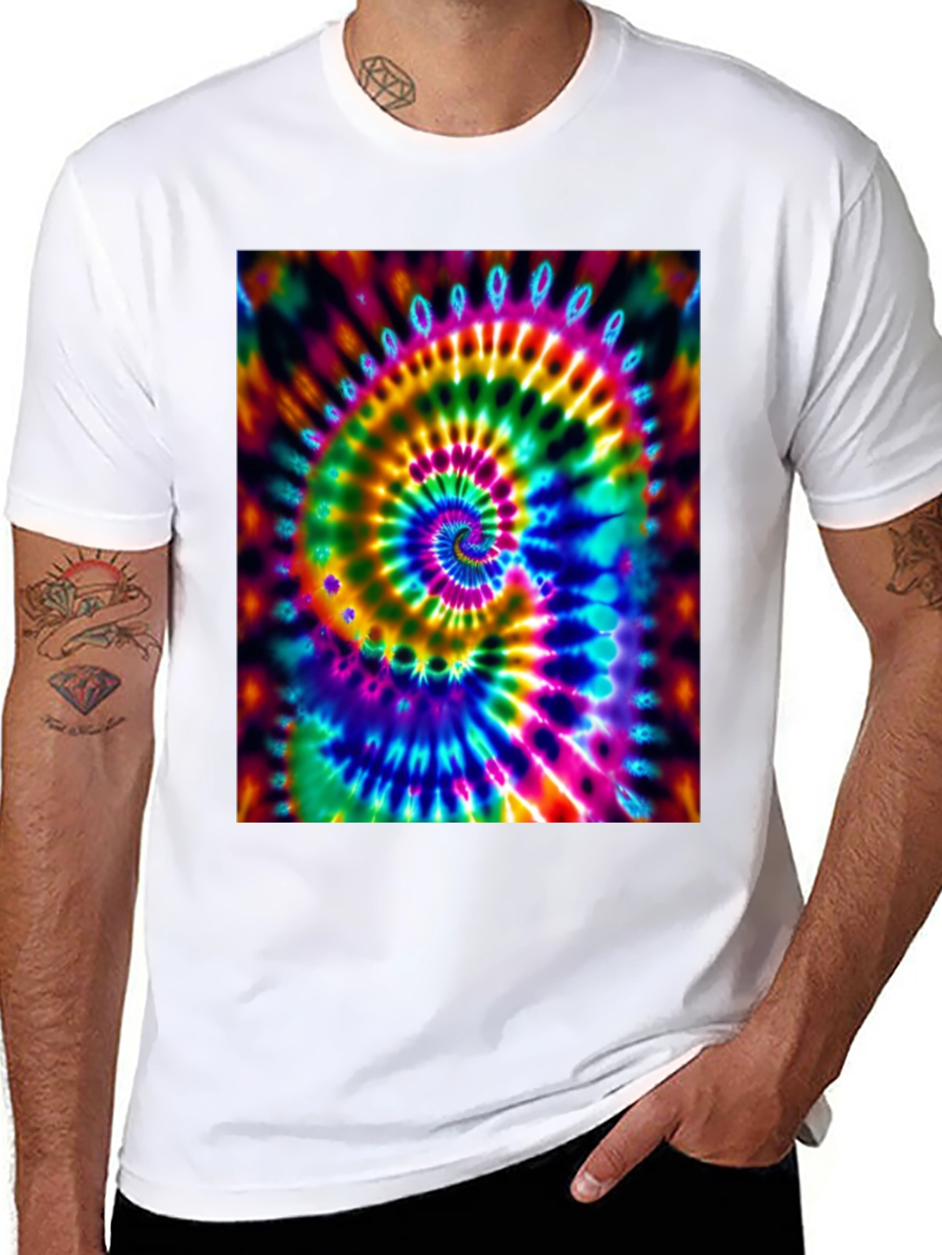 Psychedelic Tie-Dye Spiral Black T-Shirt