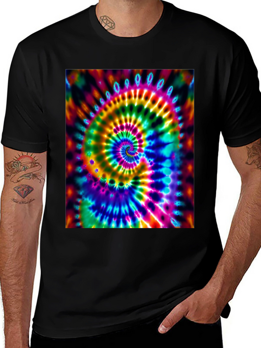 Psychedelic Tie-Dye Spiral Black T-Shirt