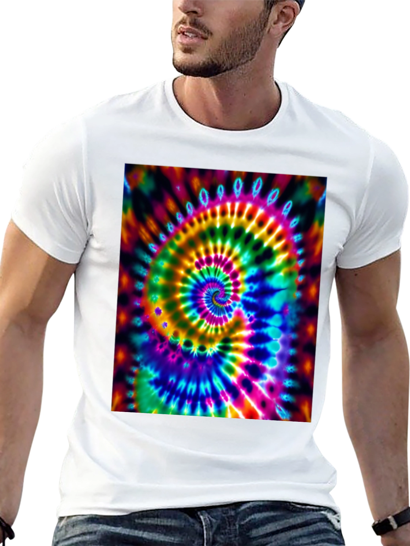 Psychedelic Tie-Dye Spiral Black T-Shirt