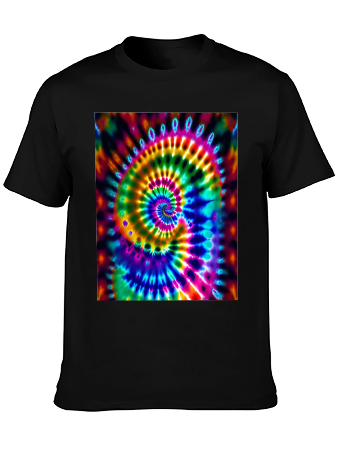 Psychedelic Tie-Dye Spiral Black T-Shirt