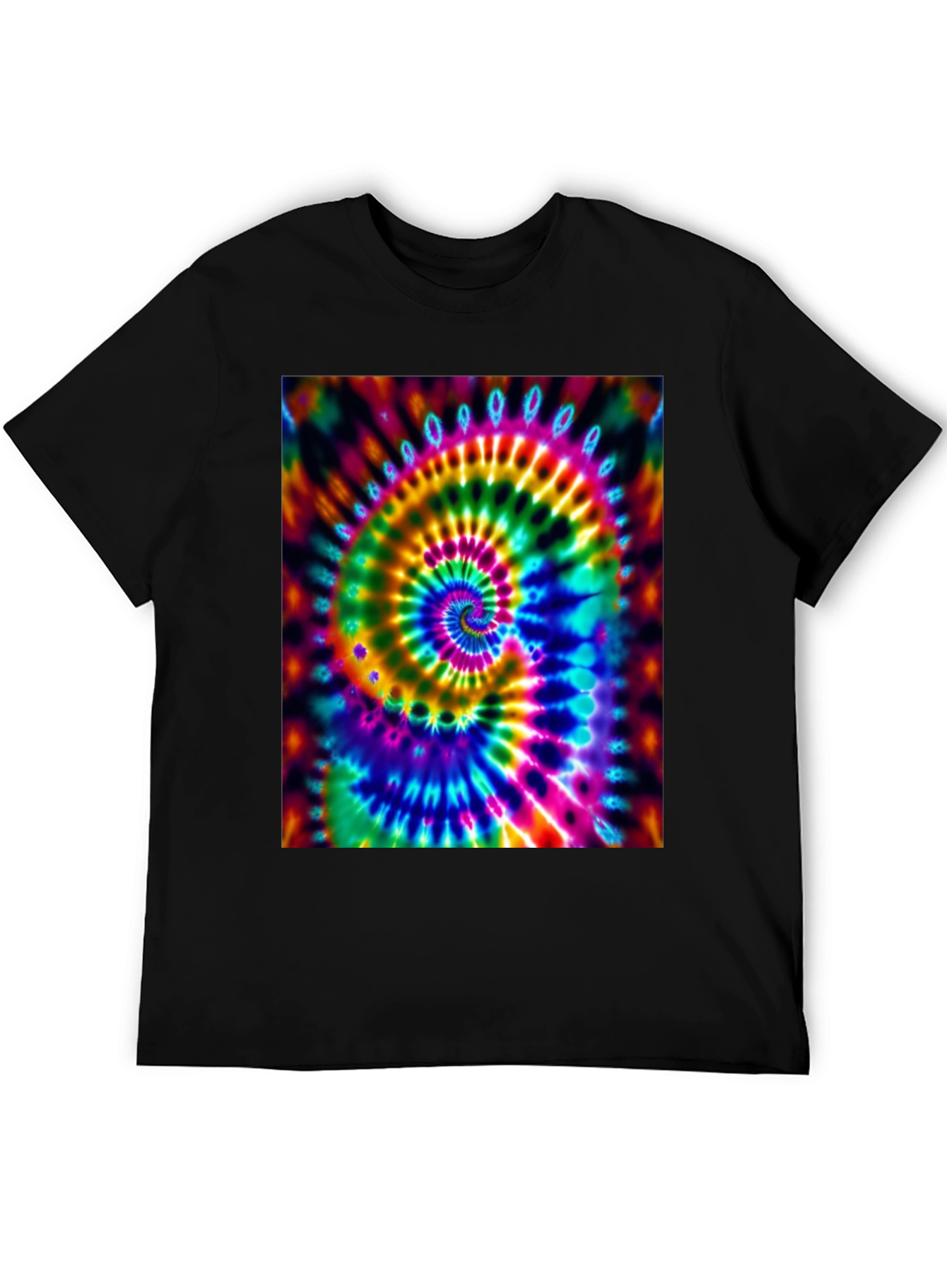 Psychedelic Tie-Dye Spiral Black T-Shirt