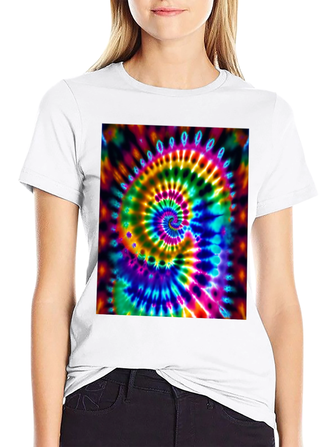 Psychedelic Tie-Dye Spiral Black T-Shirt