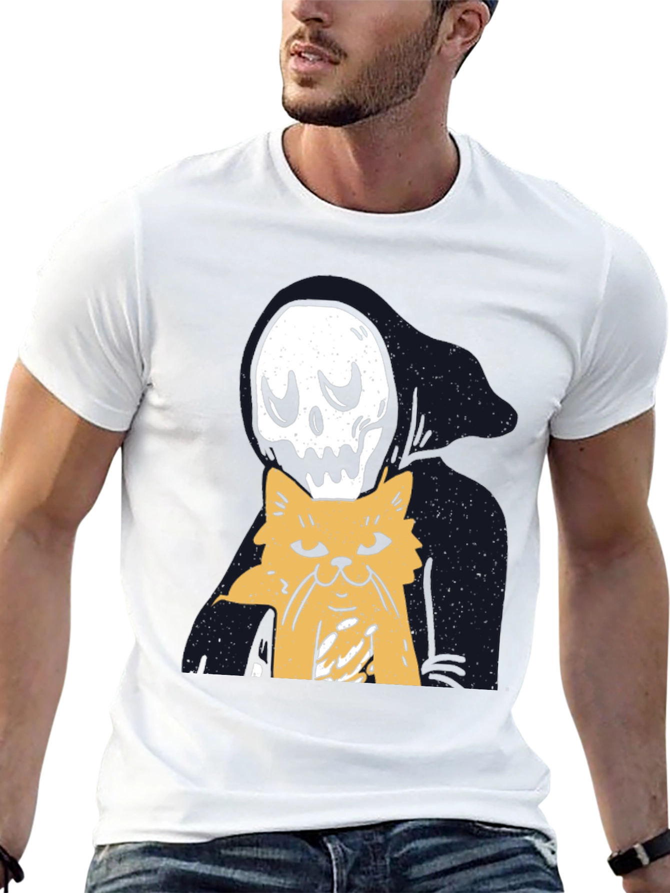 Grim Reaper Cat Lover T-Shirt - Black