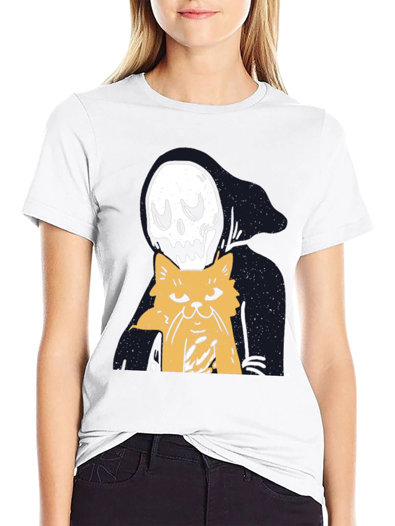 Grim Reaper Cat Lover T-Shirt - Black