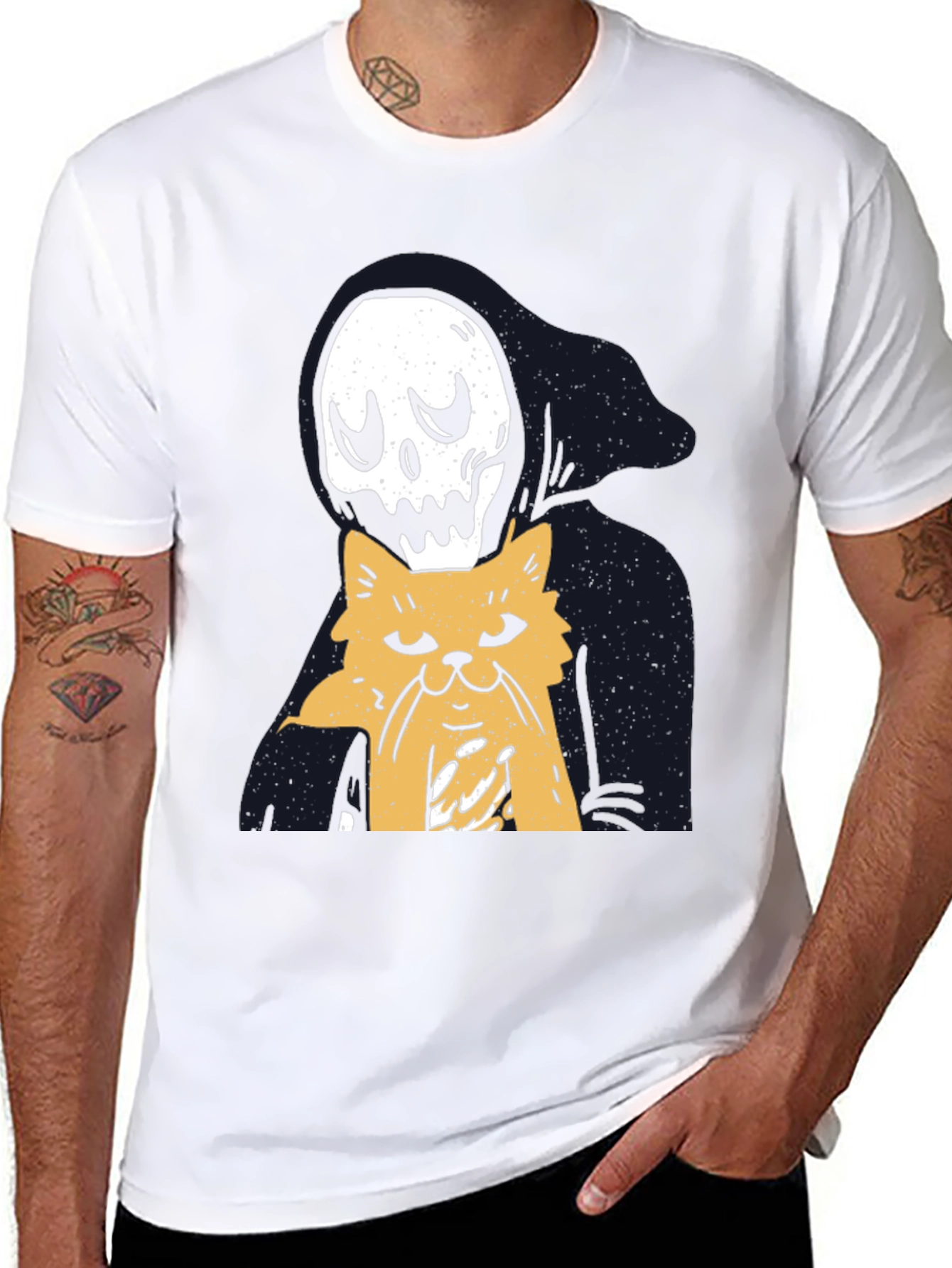Grim Reaper Cat Lover T-Shirt - Black