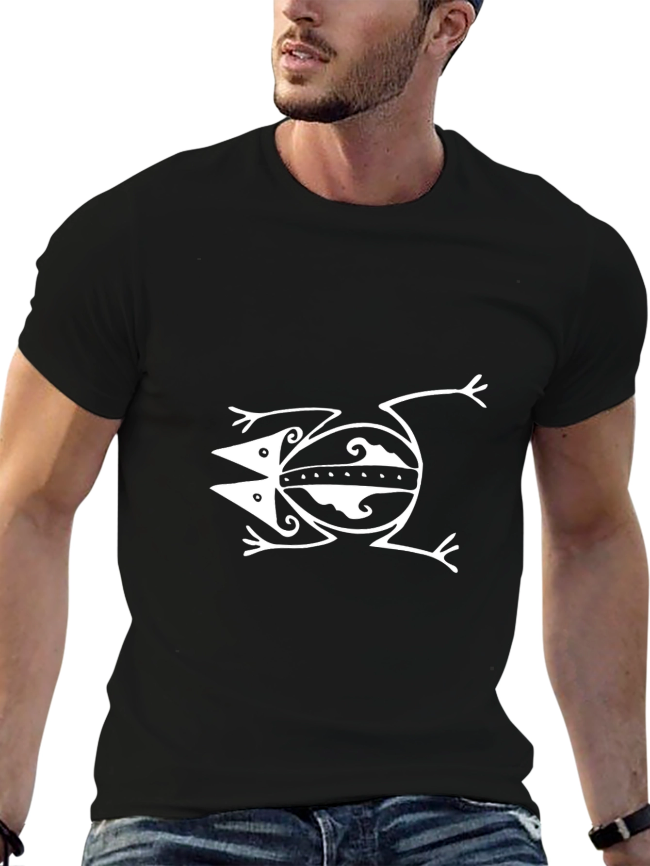 Tribal Frog Graphic Tee - Black