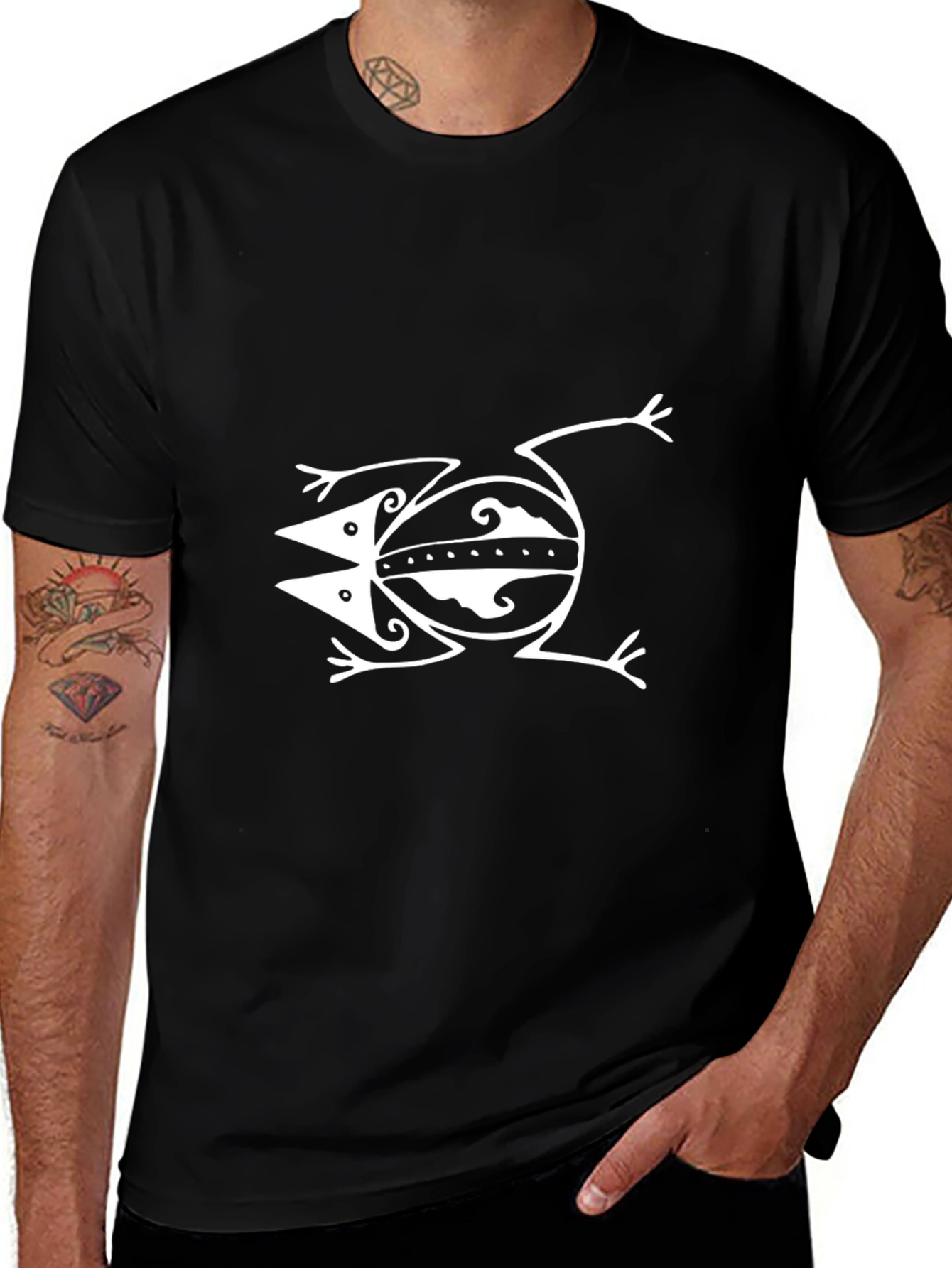 Tribal Frog Graphic Tee - Black